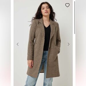 Ardene Brown Houndstooth Jacket Peacoat